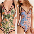 Retro doppelseitiger einteiliger Badeanzug Damen Träger Konservative Bademode Bikini Mesh Maxikleid