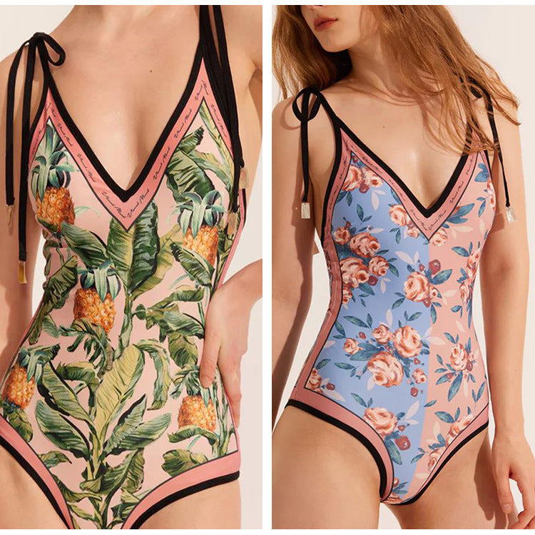 Retro doppelseitiger einteiliger Badeanzug Damen Träger Konservative Bademode Bikini Mesh Maxikleid