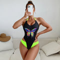 Maillot de bain sexy avec contraste de couleurs, bikini une pièce, tenue courte, maillot de bain sexy