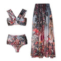 Urlaub Strandkleid Badeanzug Damen Retro Bedruckt Frühling Badeanzug Dreiteiliger Anzug