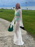 Gestricktes Hollow Out Cutout Durchsichtiges Rückenfreies Kleid Sexy Zwei-Wege-Kleid für den Strandurlaub als Sonnenschutz für Damen