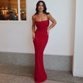 Robes d'été pour femmes, sexy, dos nu, à bretelles spaghetti, robe longue de couleur unie, coupe ajustée pour femmes
