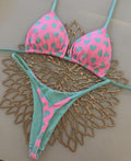 Bikini Cœur Imprimé Sexy Dos Nu Fendu Maillot de Bain Bikini