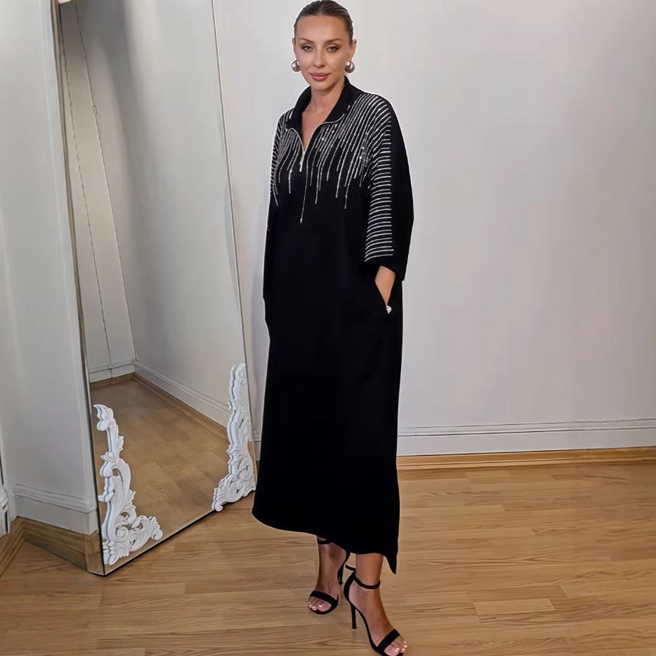 Robe ample imprimée à manches longues pour femme – Collection Automne