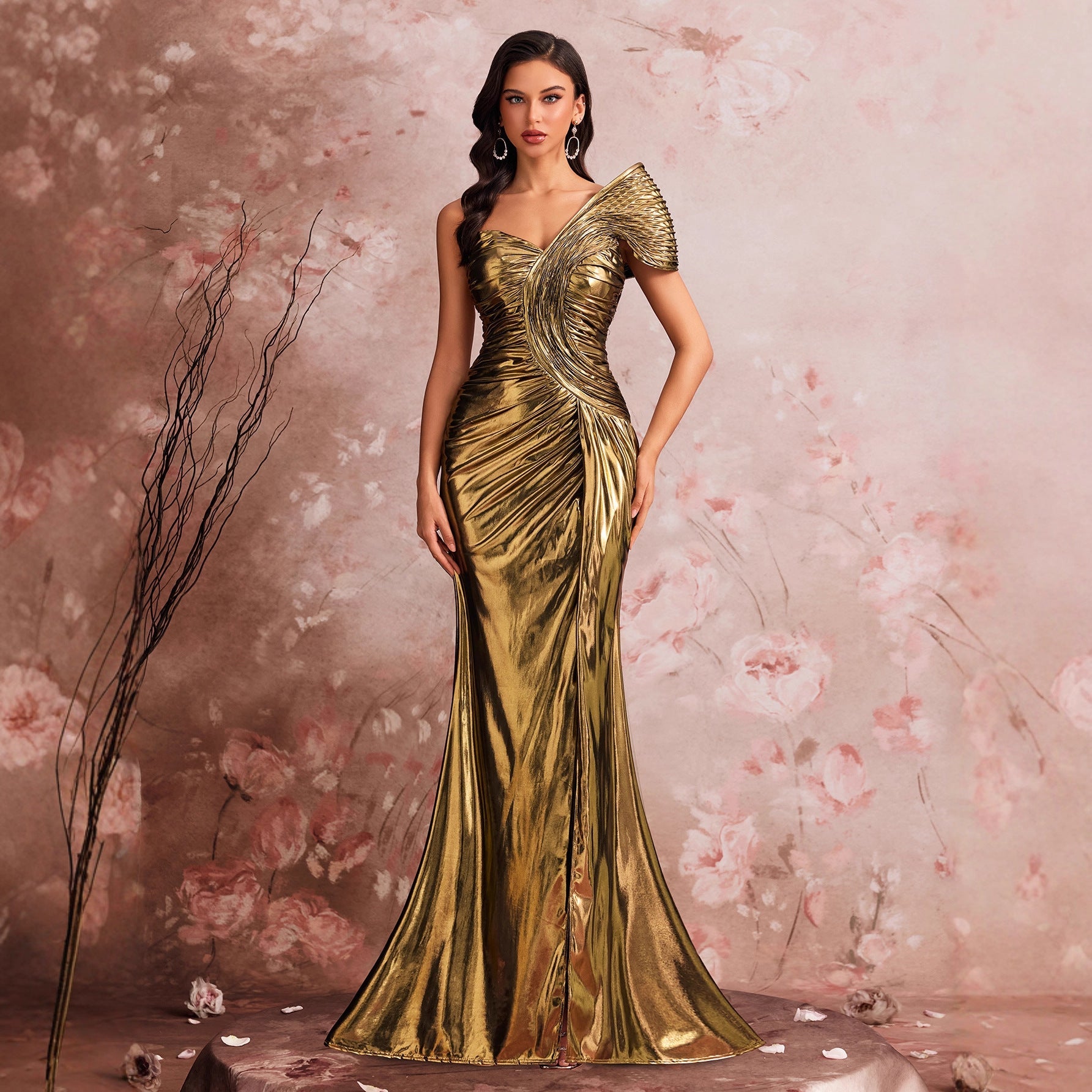 Robe de soirée élégante en forme de ligne de pêche, magnifique robe plissée pour cocktail ou soirée formelle, cadeau