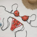 Maillot de bain deux pièces pour femme, motif floral, dos nu, push-up, taille basse, export