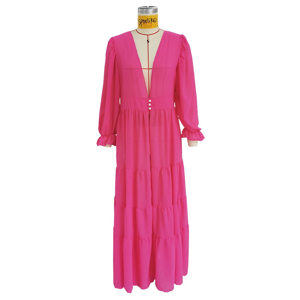 Maillot de bain long avec haut et jupe de plage pour femme