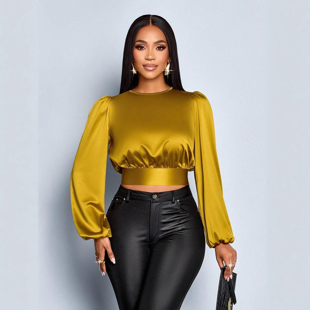 Damenbekleidung Herbst Satin Satinhemd Sexy Leopard Print Top Shirt