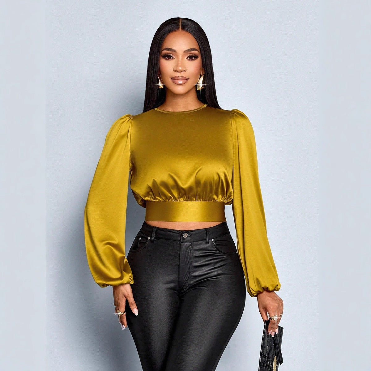 Damenbekleidung Herbst Satin Satinhemd Sexy Leopard Print Top Shirt