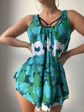 Maillot de bain deux pièces à imprimé floral pour femme