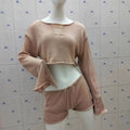 Ensemble deux pièces en tricot pour femme, printemps-été, pour les vacances à la mer, protection solaire, top court et short sexy.