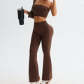 Westen-Set mit weitem Bein, eng anliegend, nahtlos, po-formend, Yoga-Schlaghose, zweiteilig, bauchformend, hohe Taille, Bootcut, lässige Sport-Yogabekleidung