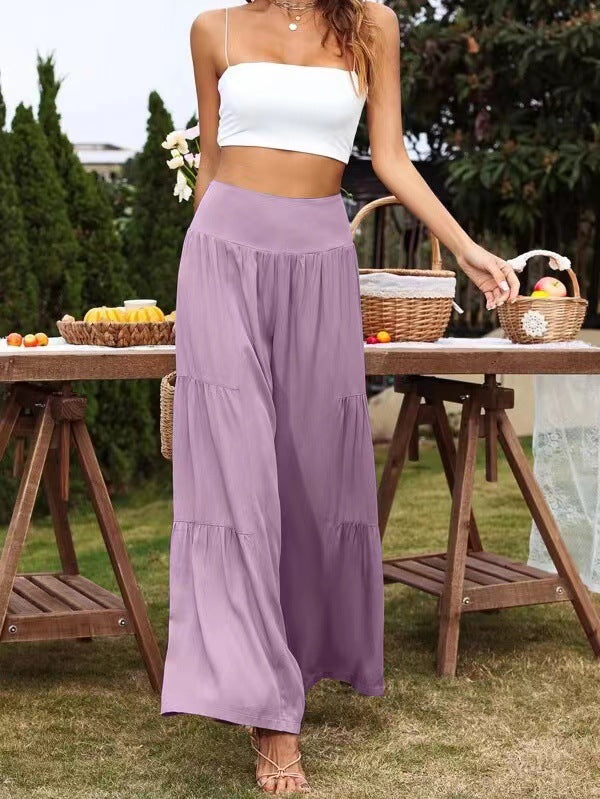 Spot Goods Sommer Lässige Weite Beinhose Aus Baumwollleinen Beliebte High Waist Loose Hose Damen Hose