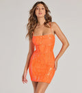 Robe printemps-été sexy à paillettes, fourreau orange, robe de soirée courte, vêtements pour femmes