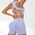 Vêtements de yoga push-up antichoc, dos nageur, short taille haute, ensemble de sport sans couture pour femme