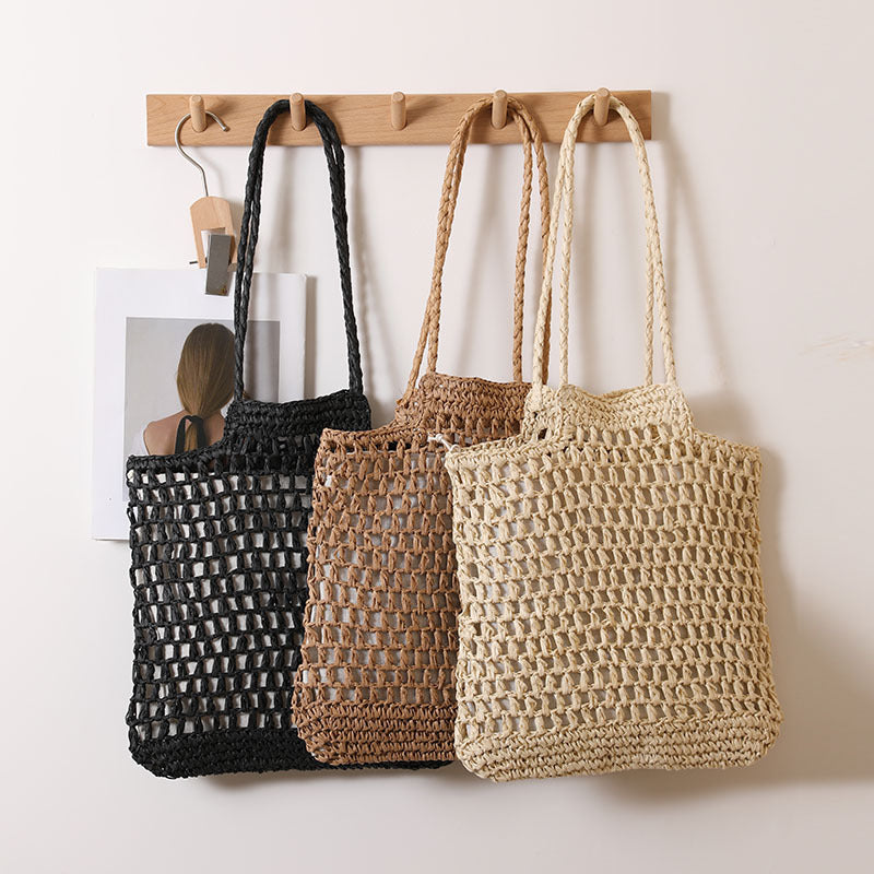 Sac à bandoulière évidé Sac en paille découpé de conception spéciale Sac en paille Sac tressé Sac de plage de vacances Sac pour femmes