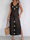 Strand Beach Cover Up Damen Sexy Cutout Gewebtes Hemdkleid Weste Handgehäkelte Nähte Urlaubskleid
