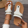 Weiße Flip-Flops aus Kunstleder mit schwarzem Riemen für Damen, bequeme Damen-Sandalen