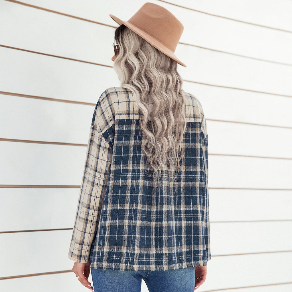 Frühherbstlicher Polokragen-Karotop Damenbekleidung Langarm-Strickjacke Locker Hemd