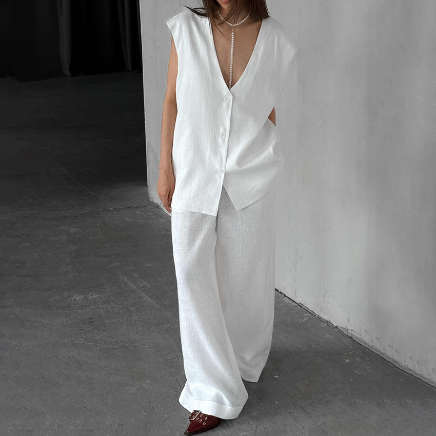 Frühling Ärmellos Locker Weste Hose Schlafanzug Set Lässige Bequeme Damen Homewear Oberbekleidung
