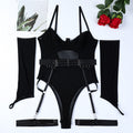 Sexy Unterwäsche Netzriemen Spleißband Handschuhe Ärmelloser Jumpsuit Anzug