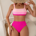 Maillot de bain femme bretelles bicolore bikini taille haute maillot de bain