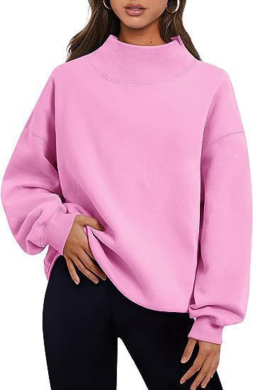 Damen Herbst Winter Casual Fleecehemd Damen Dicke Halb-Rollkragen Lockere Sweatshirts