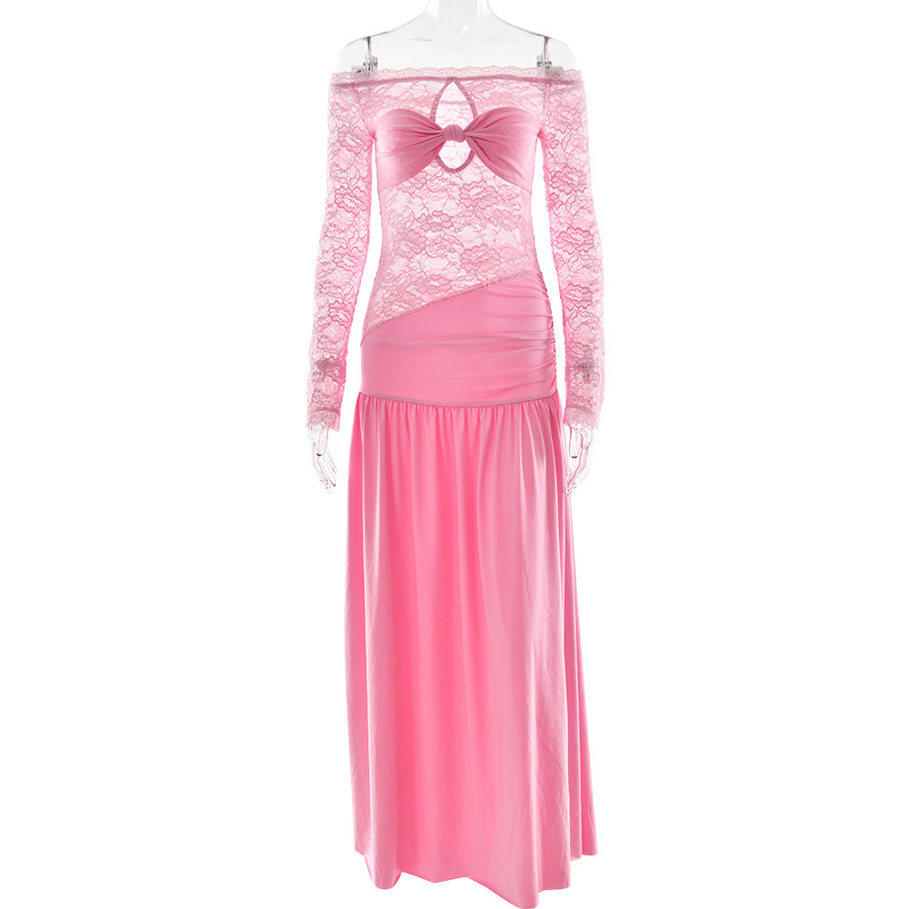 Sommer-Maxikleid mit Neckholder, sexy hohem Schlitz und Falten für Damen