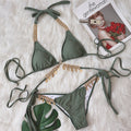 Bikini-Badeanzug Damen Tagram Mesh Rot Urlaub Sexy Kettenriemen Push-up Split Badeanzug