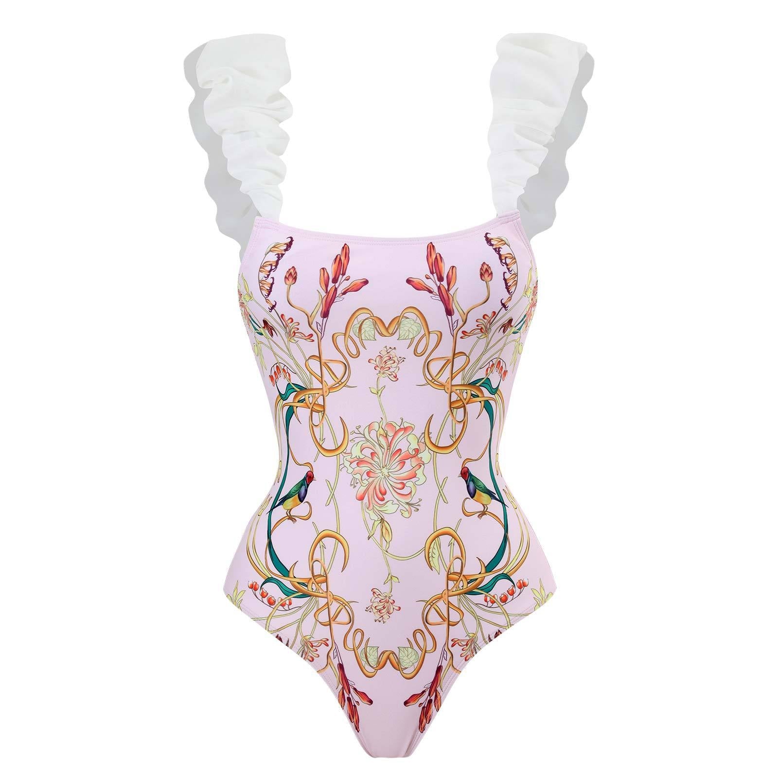 Maillot de bain une pièce pour femme Rétro Cache-ventre Amincissant Robe de plage en mousseline