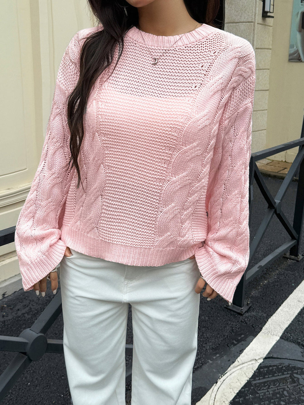 Pull décontracté simple en laine à manches longues pour femme automne hiver