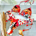 Badeanzug Damen Bedruckter Triangel-Bikini Schnürung Dreieck-Bikini Badebekleidung