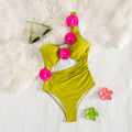 Einfarbiger Einteiler-Badeanzug Damen One Shoulder Tube Top Hohl geschnitten Rock Hüftbetonter kurzer Rock Zweiteilige Sets