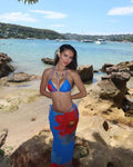 Dreiteiliges Set mit geteiltem sexy Print und langem Rock Bikini Badeanzug für Damen