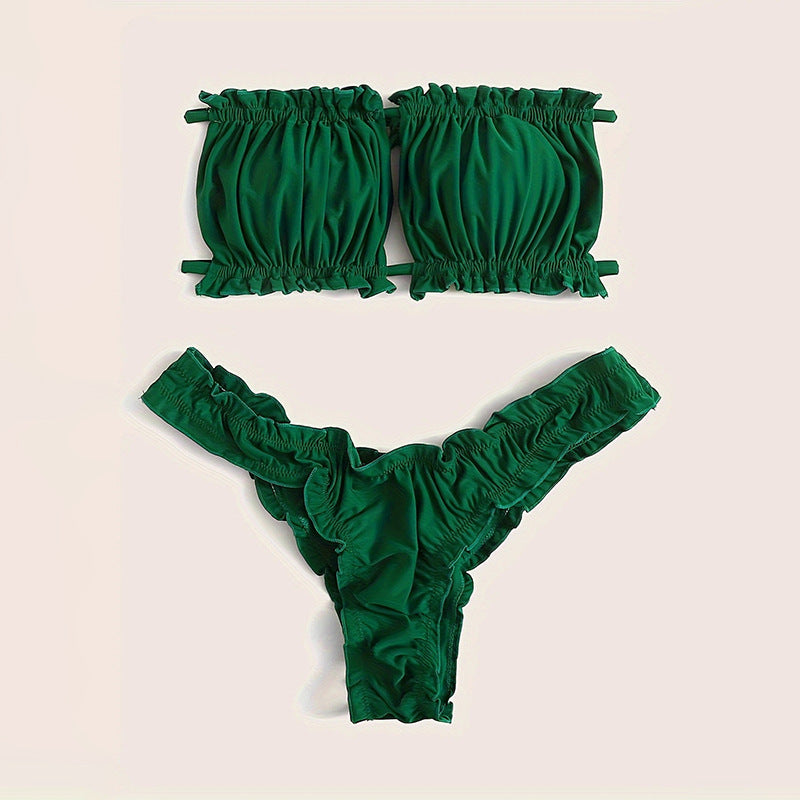 Maillot de Bain Deux Pièces Femme à Lacets Bikini de Plage