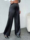 Damenbekleidung Herbst Satin Freizeithose Locker Schwarze Satin Weite Hose