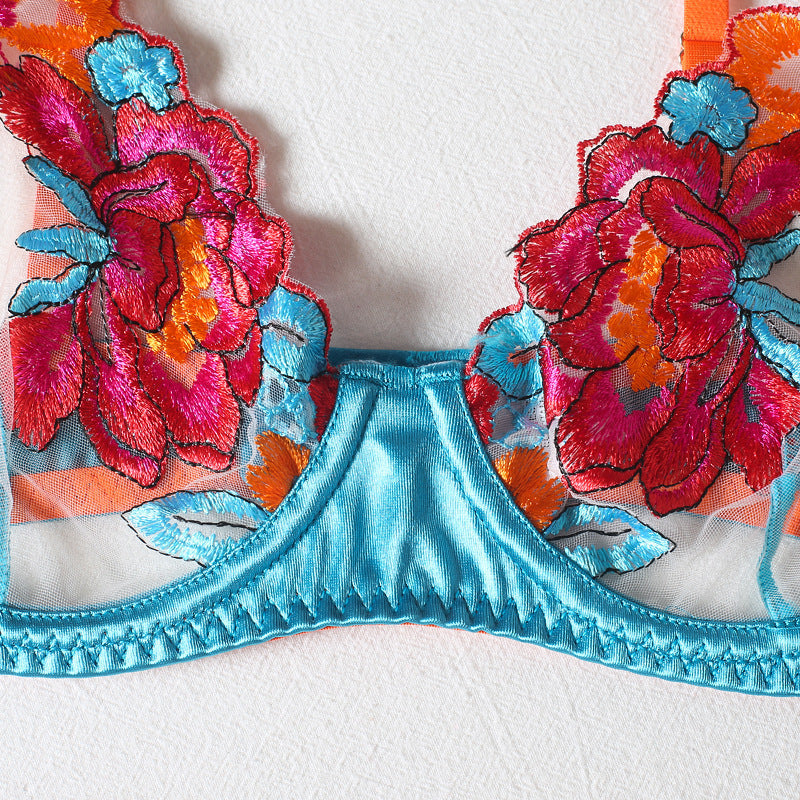 Ensemble jarretelles sexy brodé