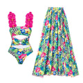 Maillot de bain une pièce imprimé évidé à bretelles florales pour femme, idéal pour les vacances