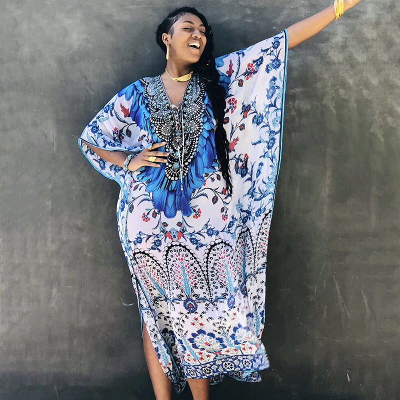 Robe longue à positionnement par corde, ample, pour les vacances à la mer, robe de plage, blouse de maillot de bain pour femmes