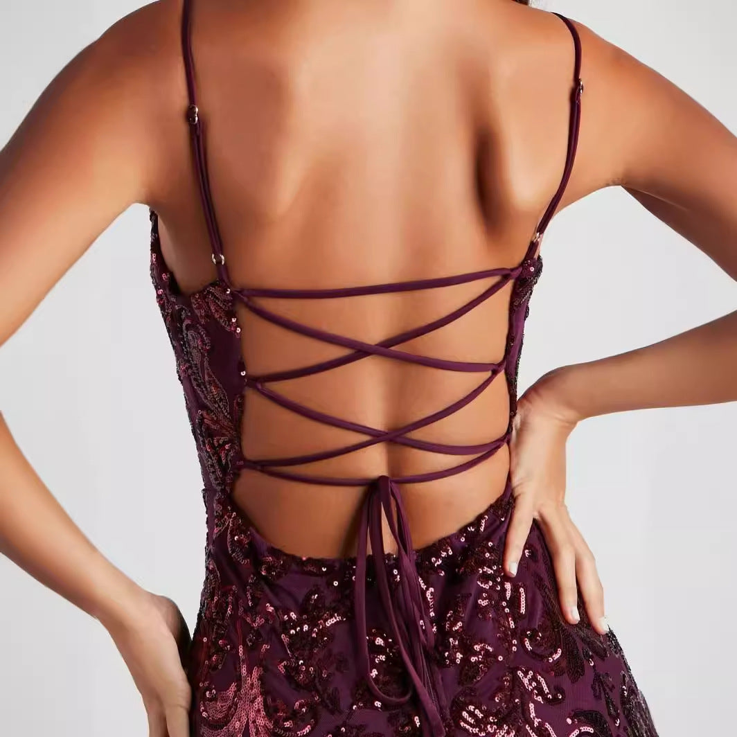 Robe de soirée à paillettes sexy pour femme