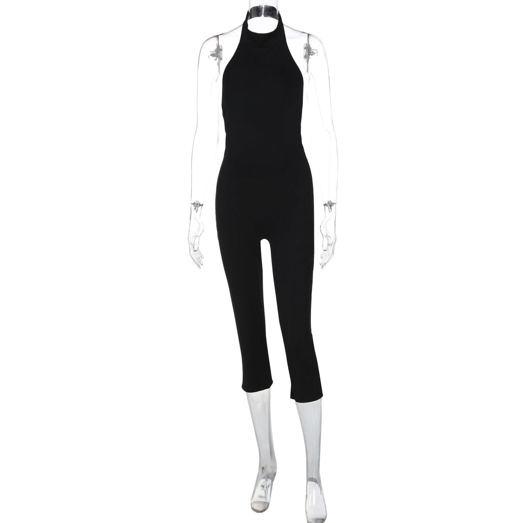 Combinaison bustier slim et sexy sans manches de couleur unie pour femme, collection été