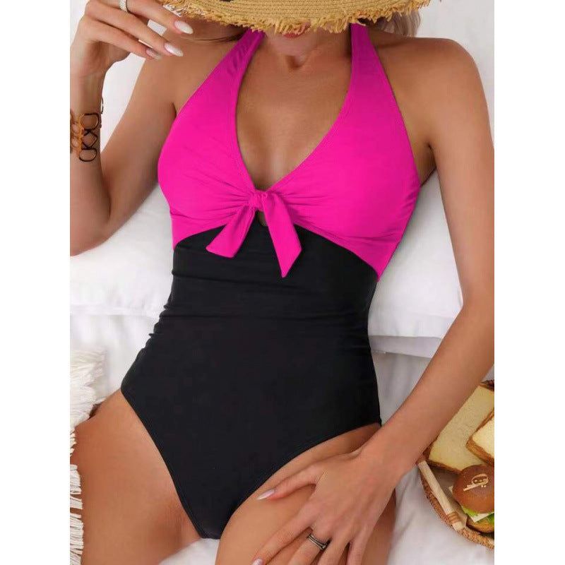Einteiliger Badeanzug Damen Sexy Bikini Bikini Unifarben Gebundener Badeanzug