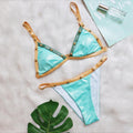 Patchwork-Perlen-Bikini, sexy, verstellbare Schulterträger, zweiteiliger Damen-Badeanzug