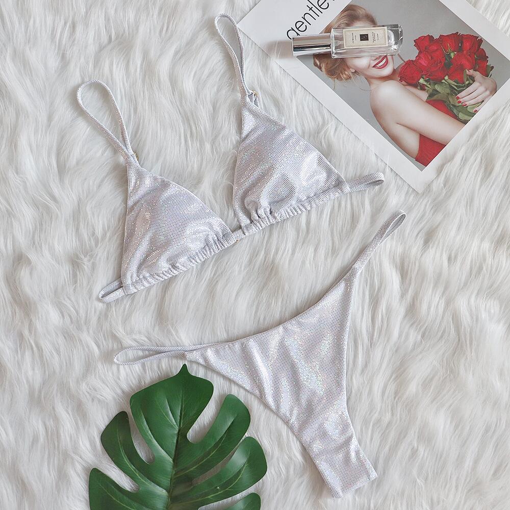 Bikini Neuer Badeanzug Sexy Laser Glänzender Kristall Diamant Badeanzug