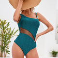 Maillot de bain une pièce sexy en fil filé avec découpes ajourées et dos nu en soie dorée