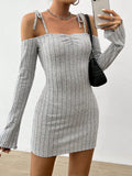 Vêtements pour femmes Robe à bretelles élégante et légèrement mature pour femme Col bateau Moulante Automne Hiver