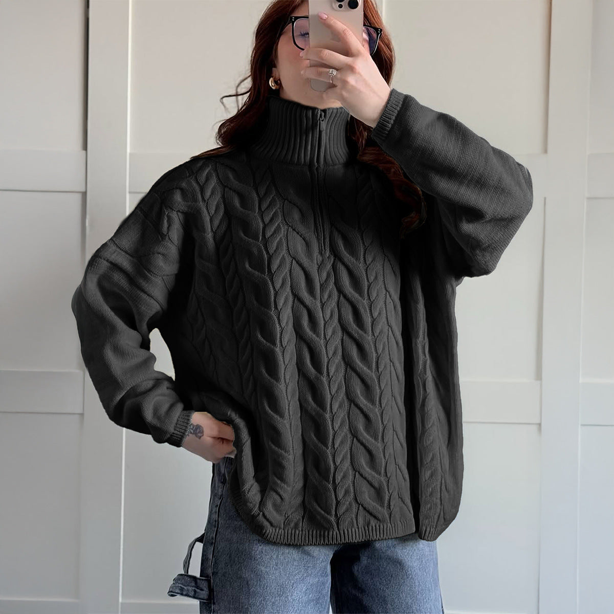 Lässiger Urlaub Wollpullover Einfarbig Langarm Damenbekleidung Herbst Winter