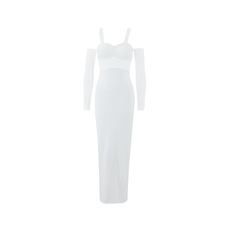 Damenbekleidung Sexy Spaghettiträger Korsett Schmale Mesh-Nähte Kleid mit unabhängigen Ärmeln