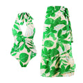 Maillot de bain une pièce amincissant rétro pour femme, motif imprimé vert, robe en mousseline.
