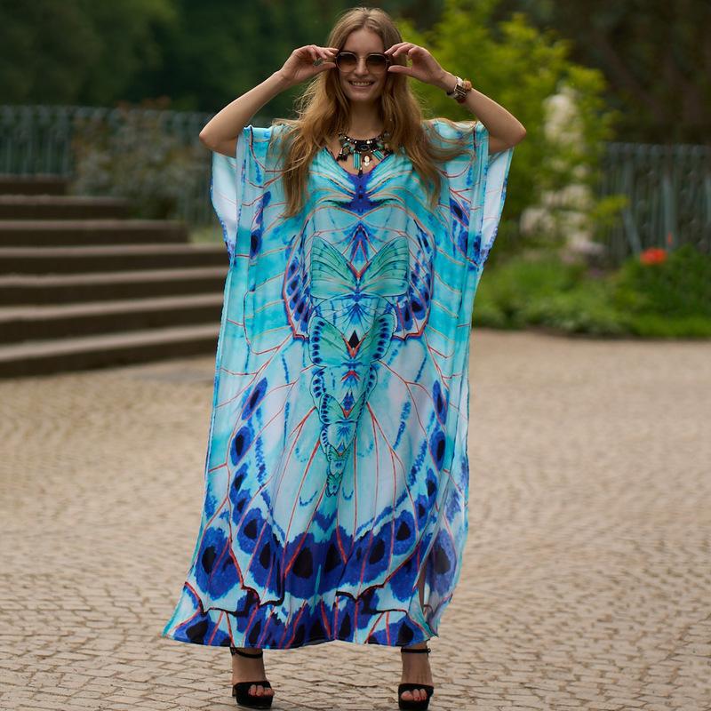 Robe de plage ample en rayonne imprimée avec positionnement pour les vacances Couleurs de robe de plage